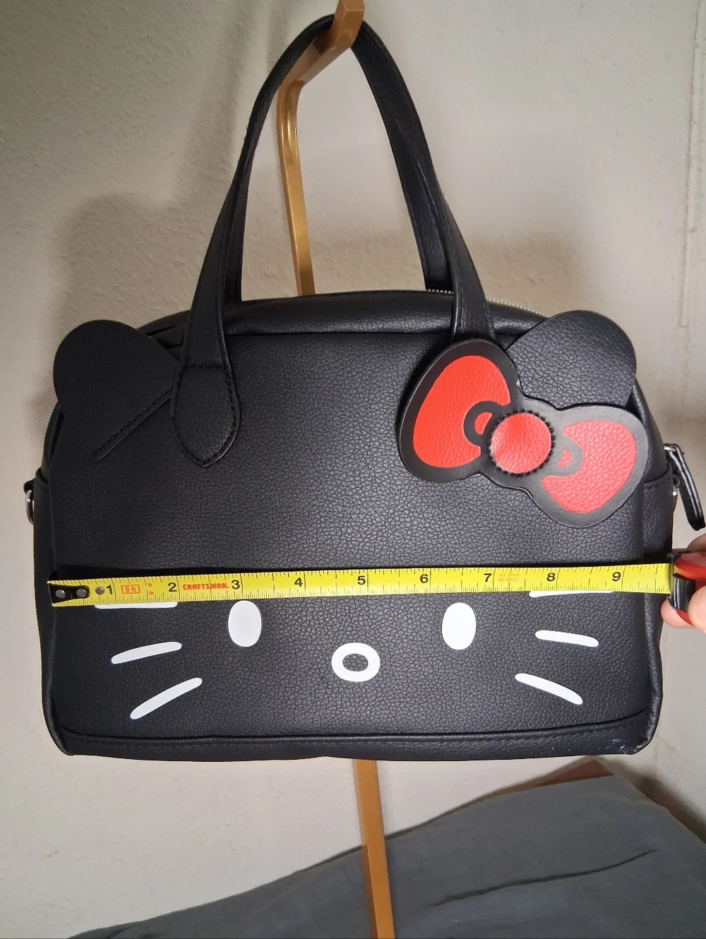Hello Kitty Black Satchel With Crossbody Strap - Picture 5 of 7